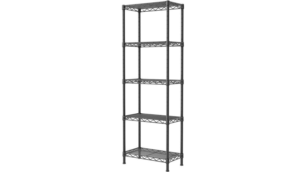 adjustable five tier shelving unit
