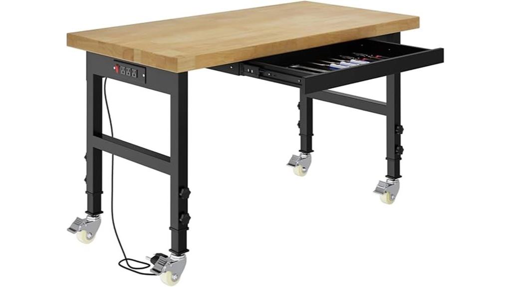 adjustable height workbench with wheels