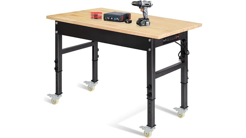 adjustable rubber wood workbench