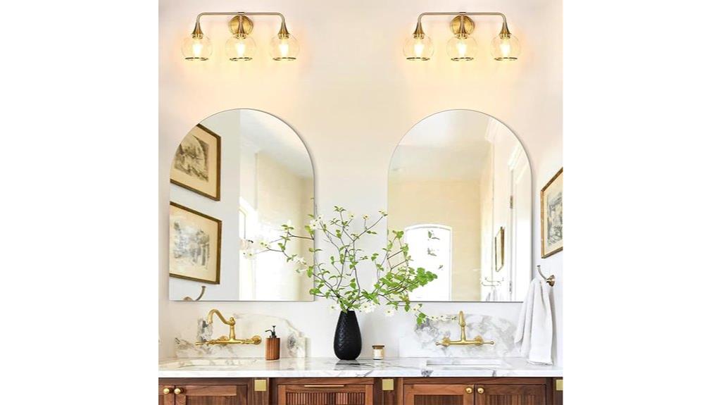 arched bathroom mirror set