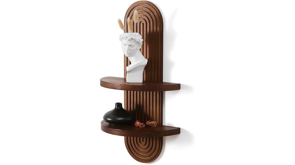 arched walnut wall shelf
