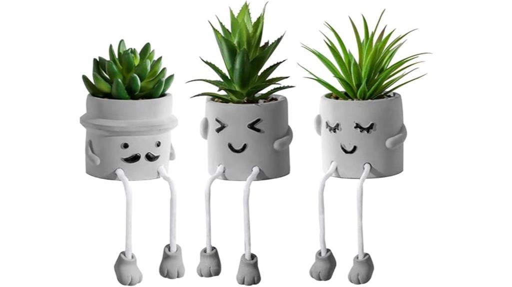 artificial succulents in pots