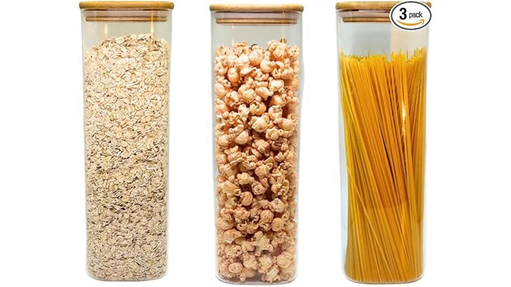 bamboo lidded glass containers