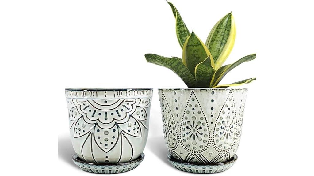 beaded ceramic planter set