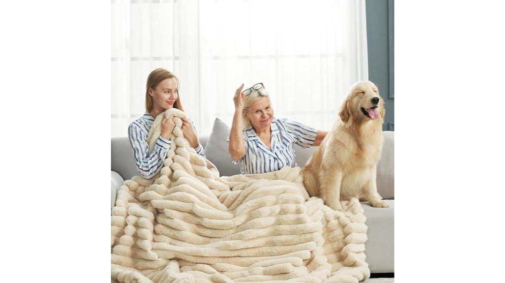 beige faux fur blanket