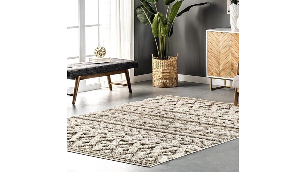 beige textured shaggy rug