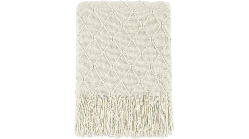 beige throw blanket cozy