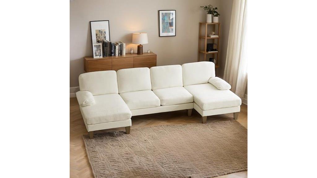 beige u shape sectional sofa