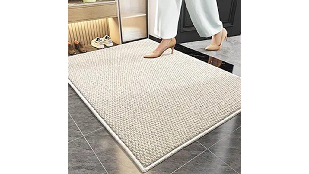 beige white indoor rug