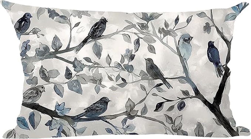 bird themed lumbar pillow cover