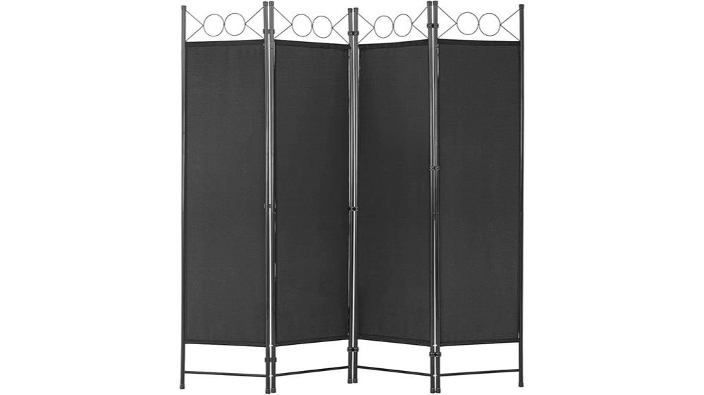 black folding privacy screen
