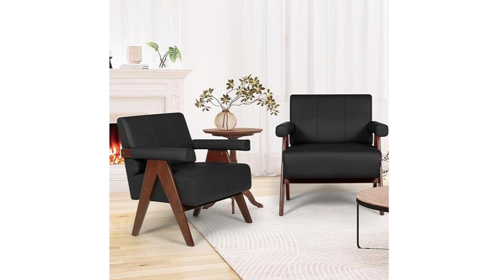 black leather mid century chairs