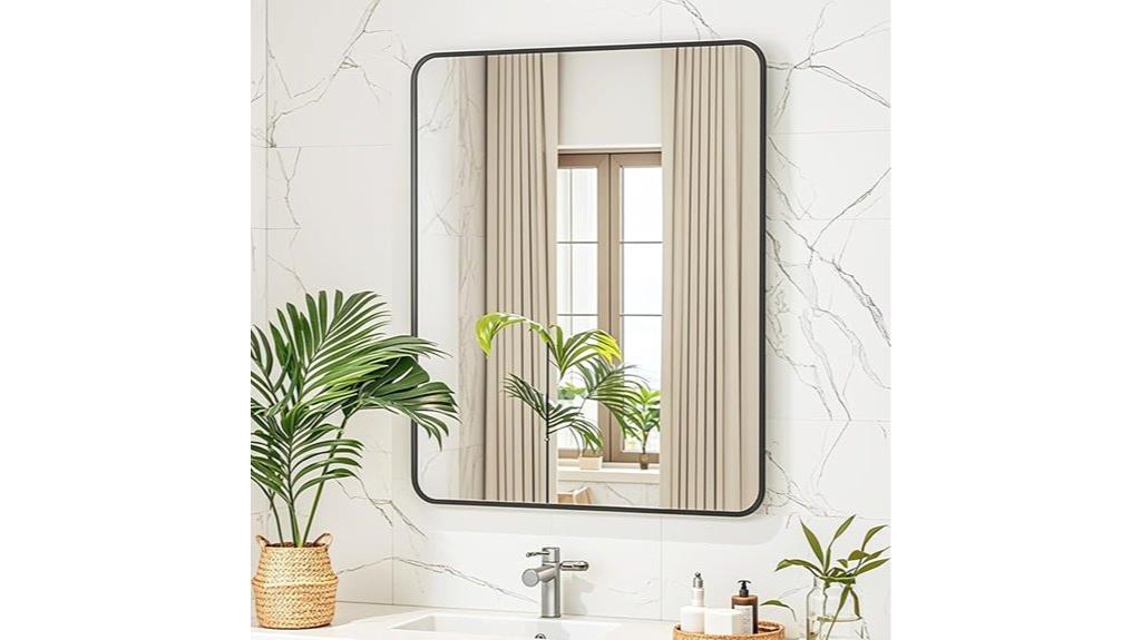 black metal bathroom mirror