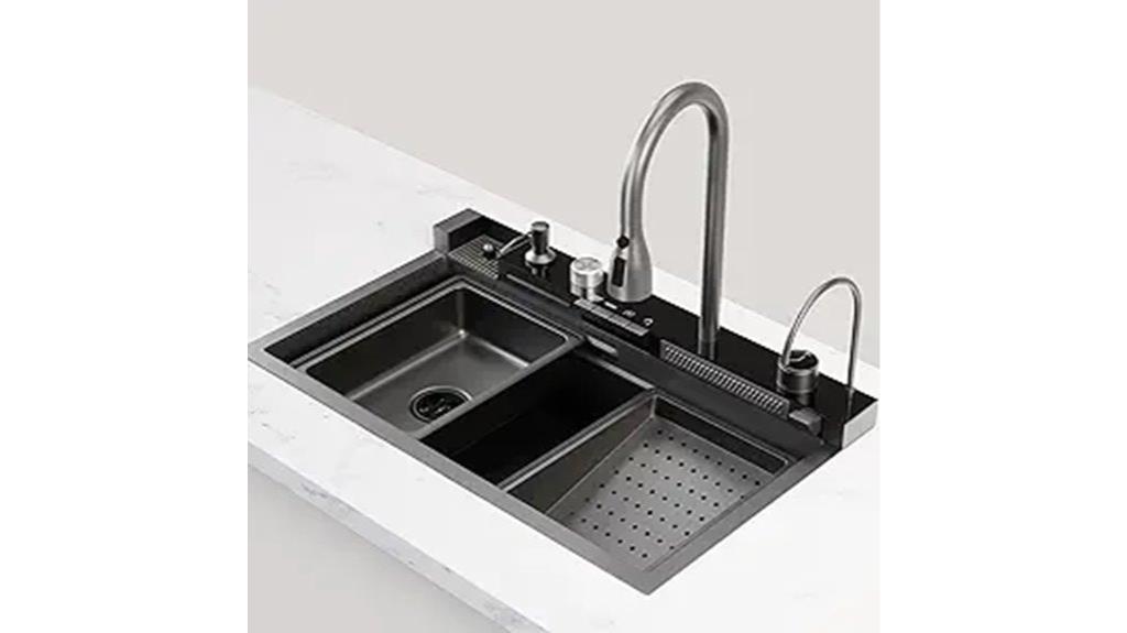black stainless steel sink