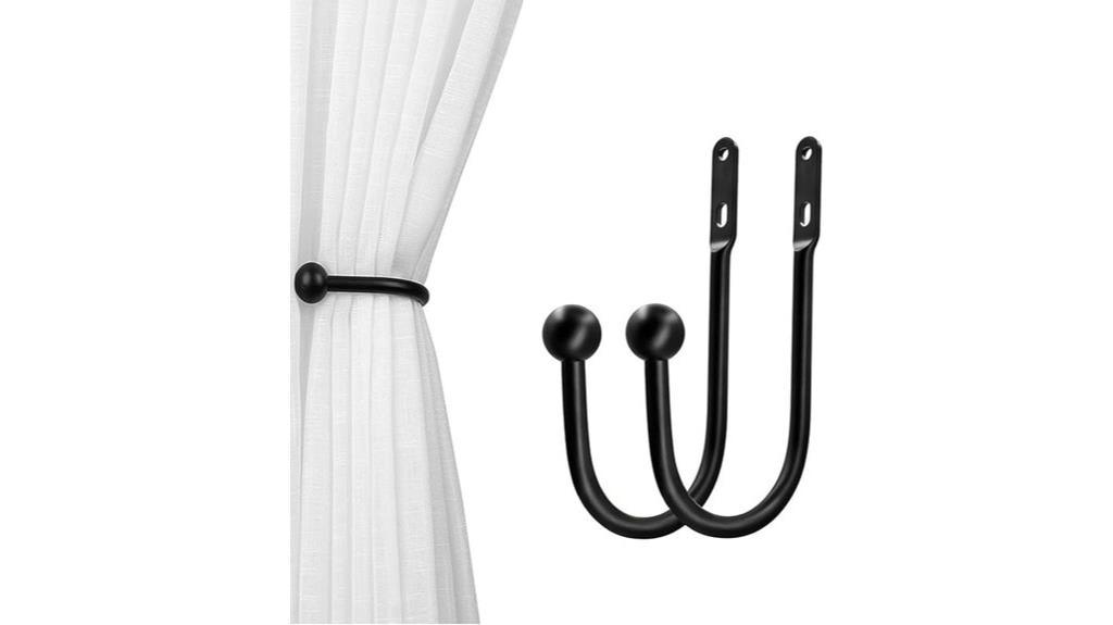 black wall mount tiebacks