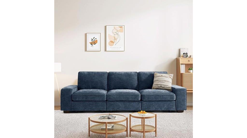 blue 3 seater modular sofa