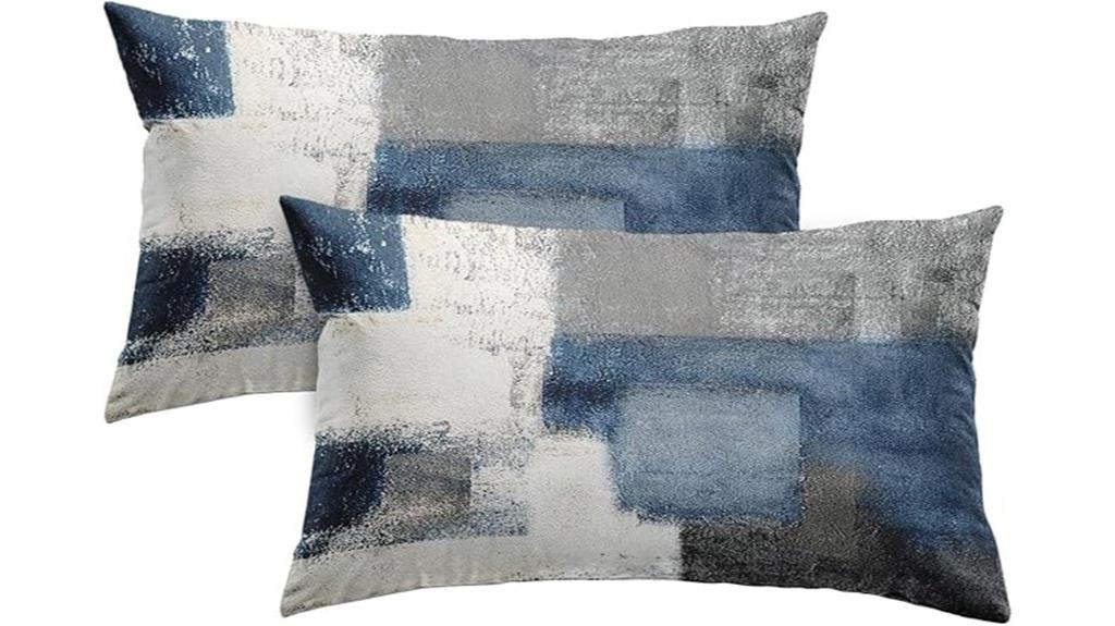 blue and grey pillows