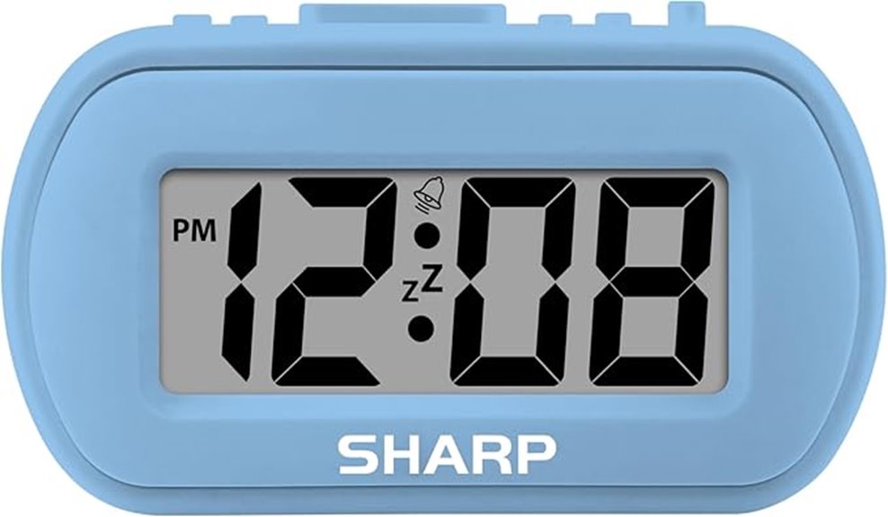 blue backlit digital clock