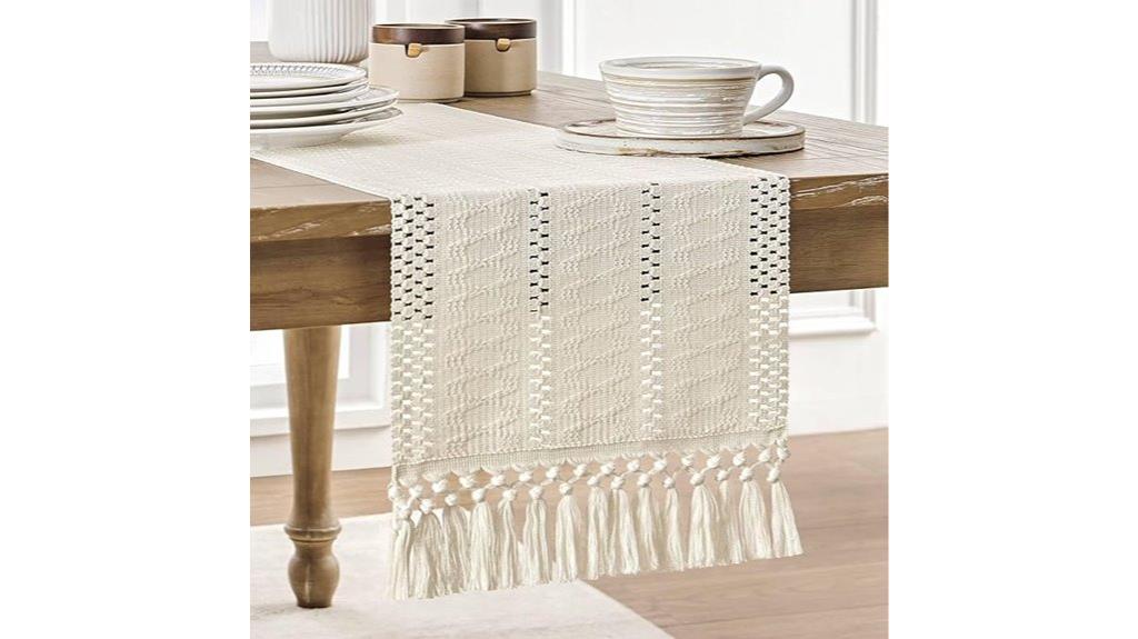 boho ivory table runner