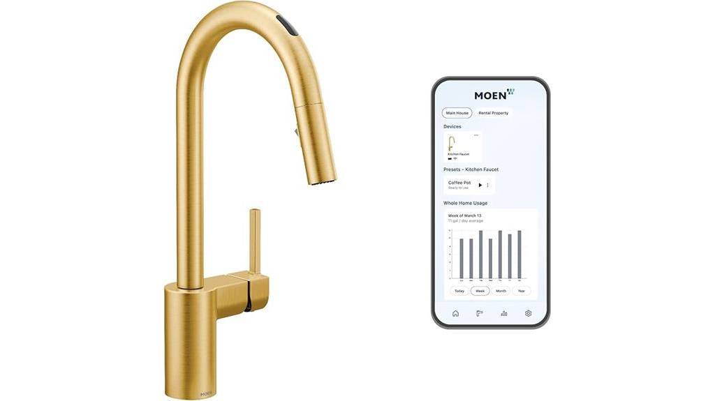 brushed gold smart faucet