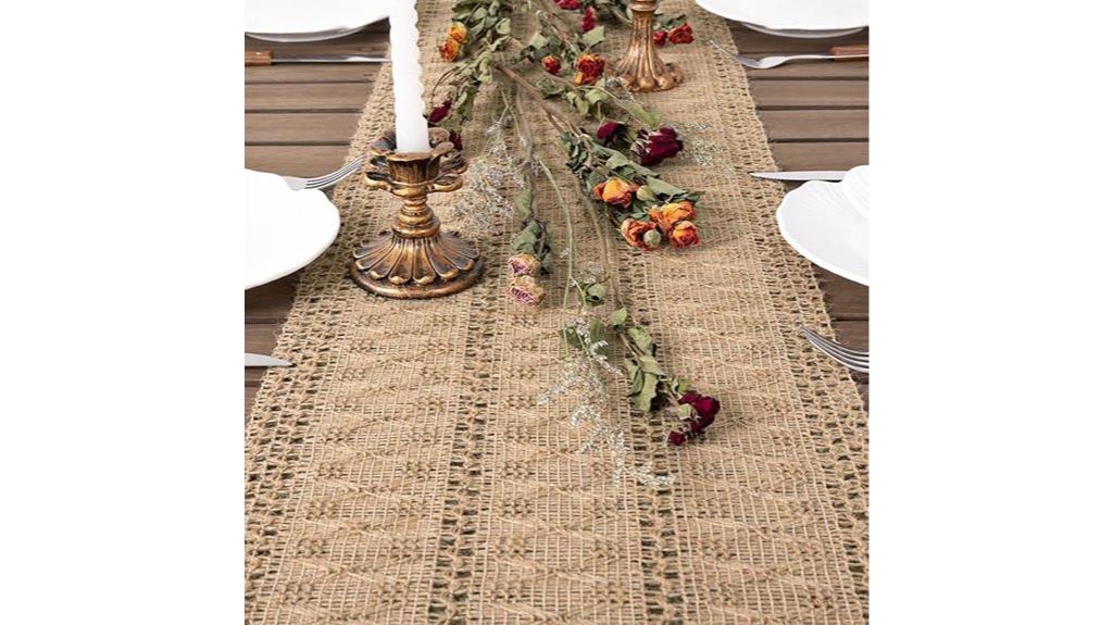 burlap dining table runner