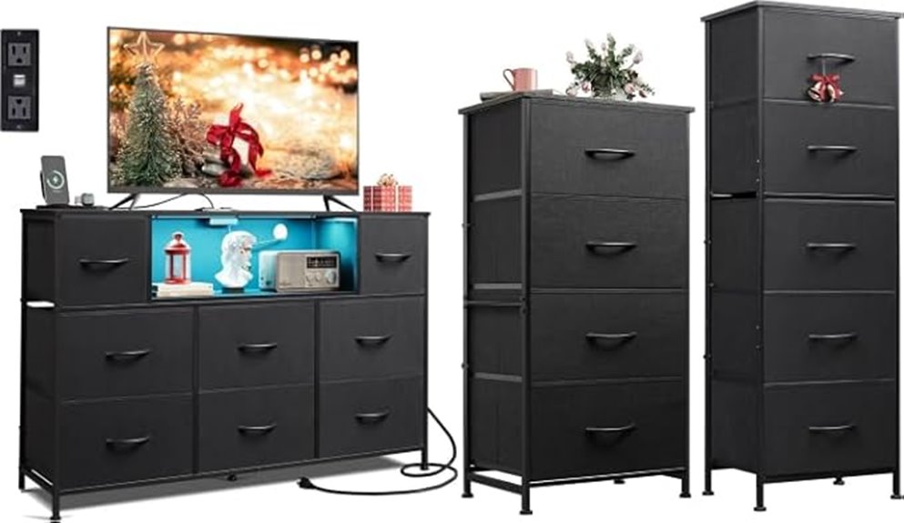 charcoal black dresser set