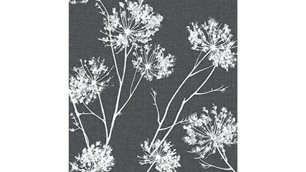 charcoal botanical peel wallpaper
