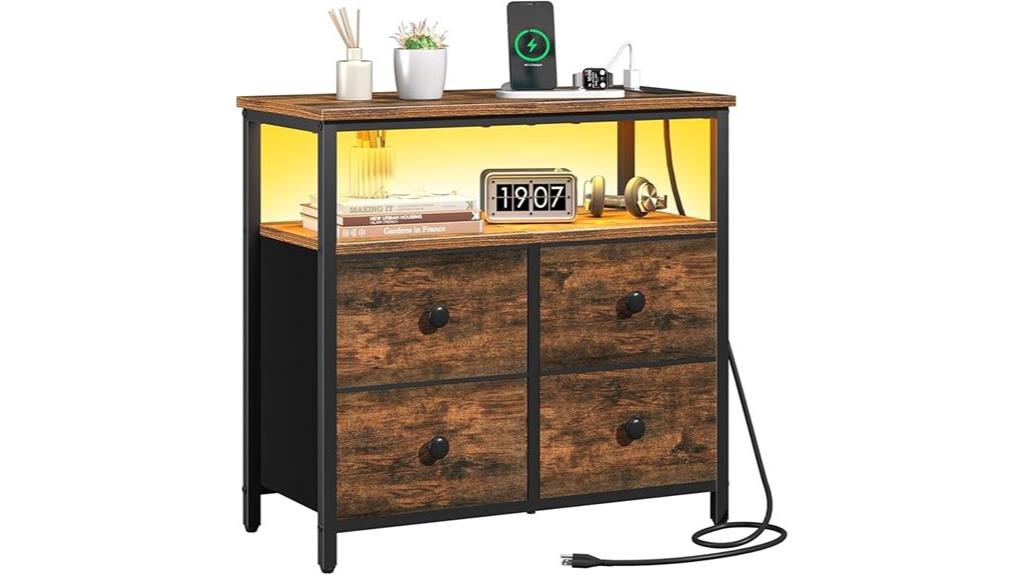 charging nightstand with drawers
