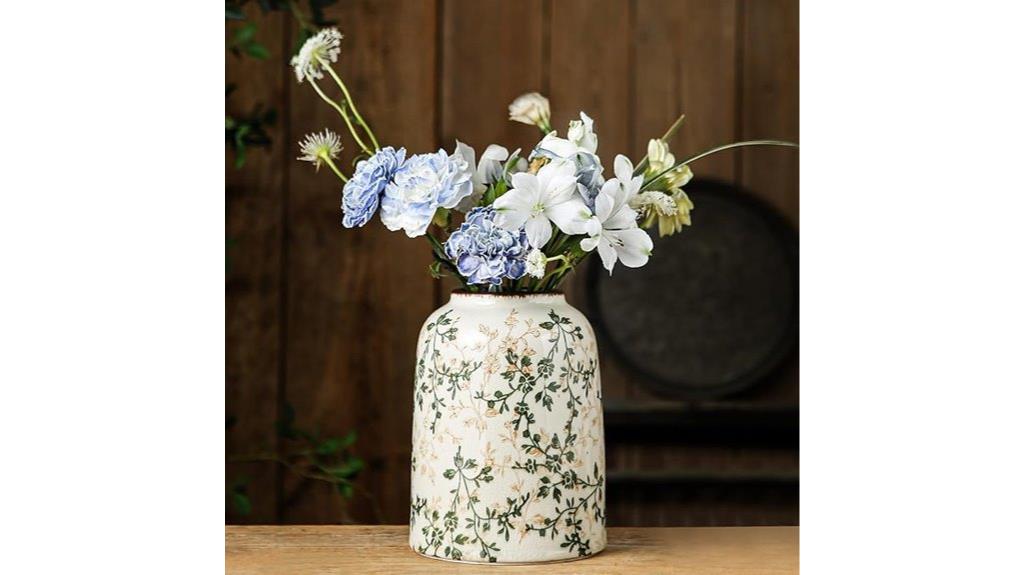 chinoiserie floral green vase