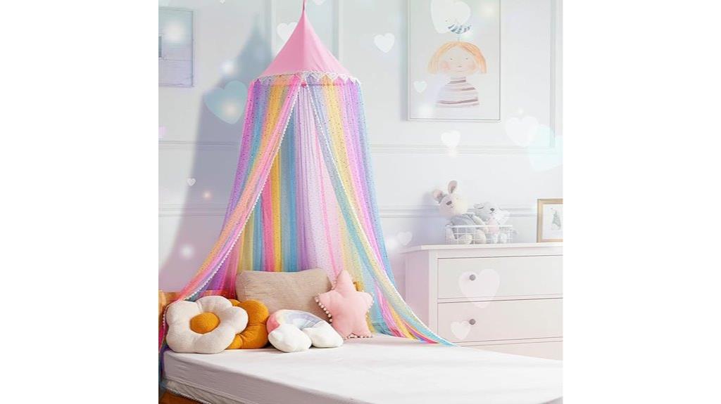 colorful girls bed canopy