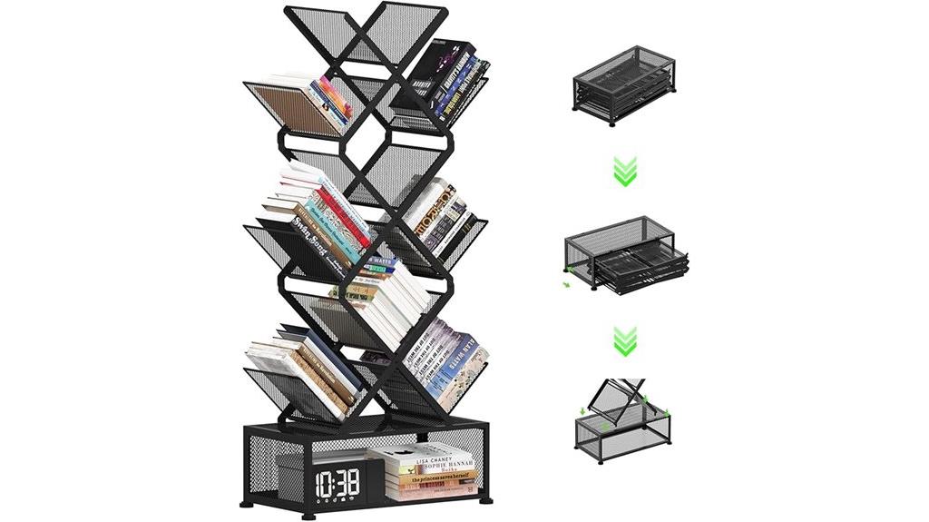compact black bookshelf design
