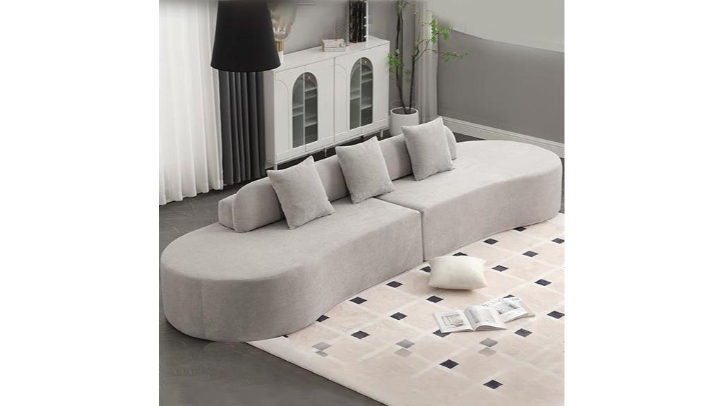 contemporary gray curved sofa