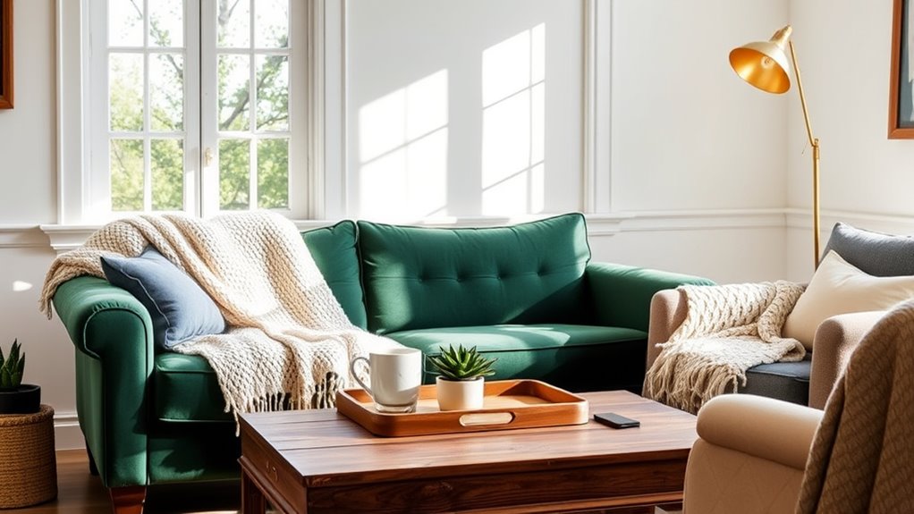 cozy chic living room throws