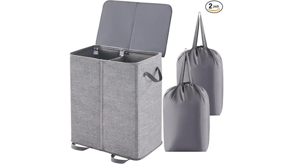 double laundry hamper with lid