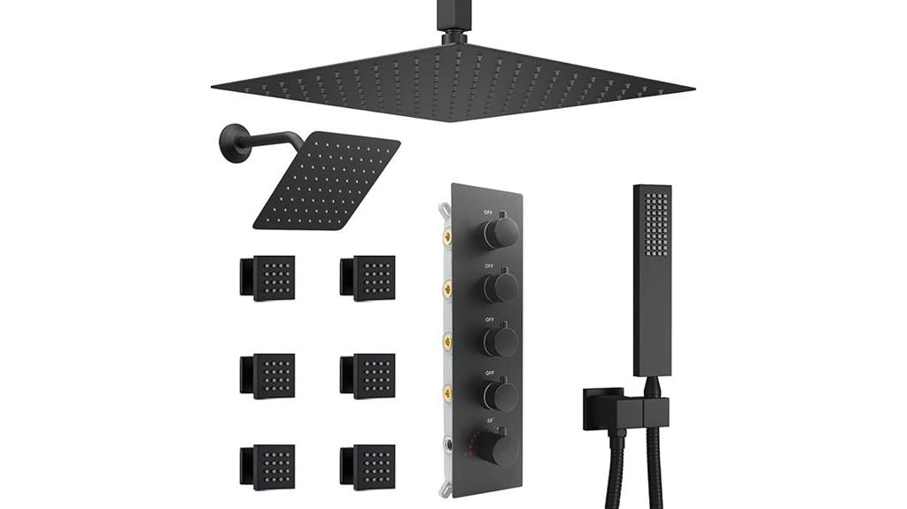 dual black shower system