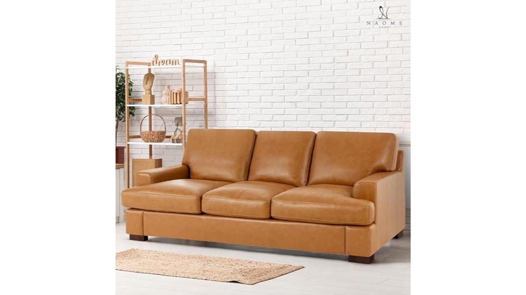 elegant tan leather sofa