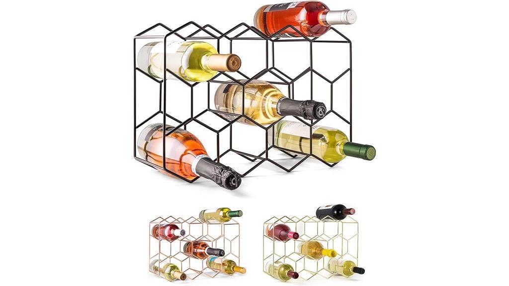 freestanding black metal wine rack