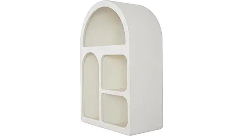 geometric arched wooden shelf
