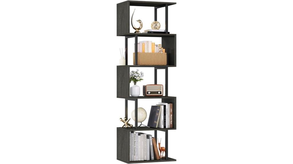 geometric six tier bookshelf design