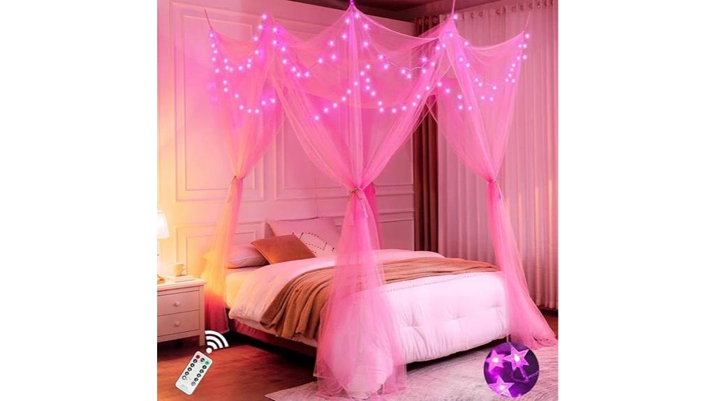 girls pink canopy lights