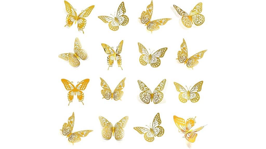 gold 3d butterfly decor