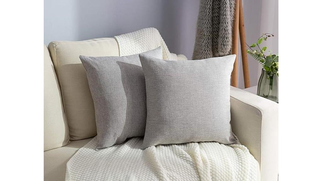 grey burlap pillow covers