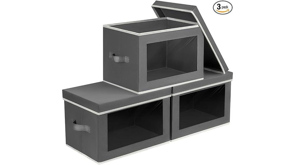 grey fabric storage bins