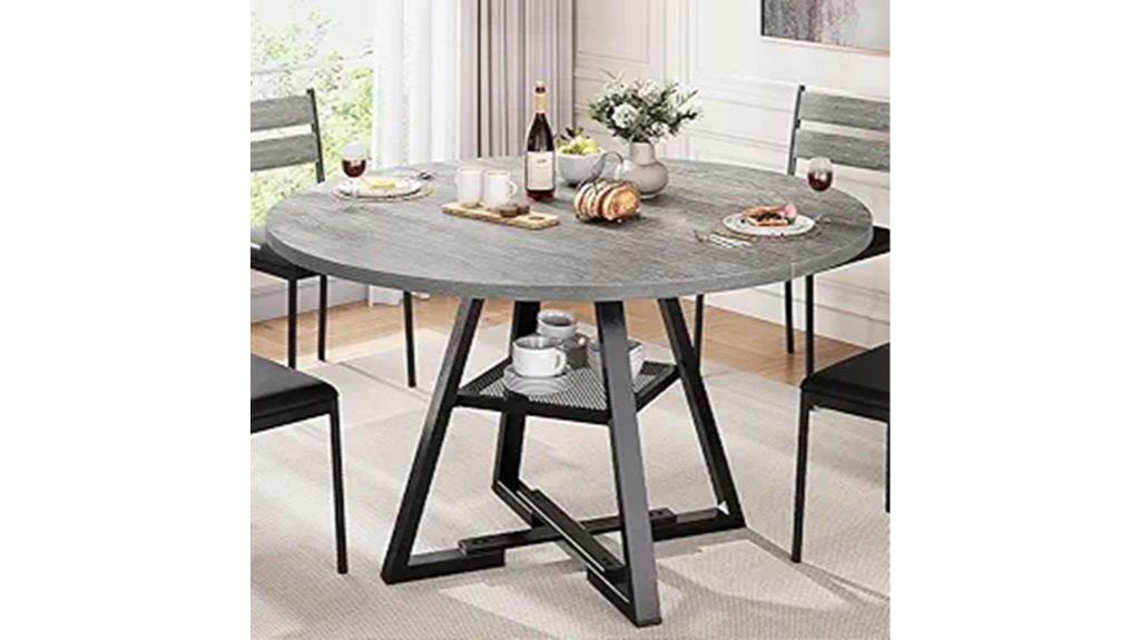 grey round dining table