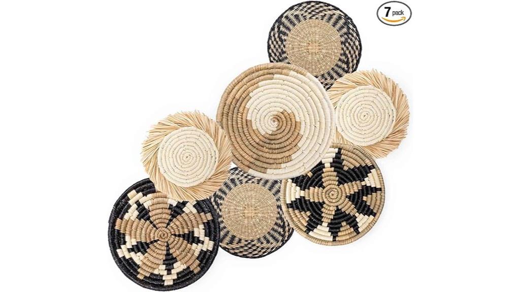 handcrafted seagrass wall baskets
