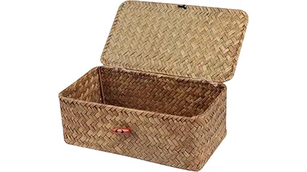 handwoven seagrass storage bins