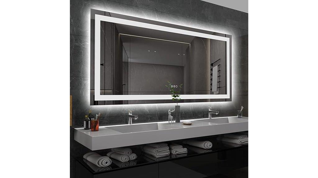 illuminated large bathroom mirror