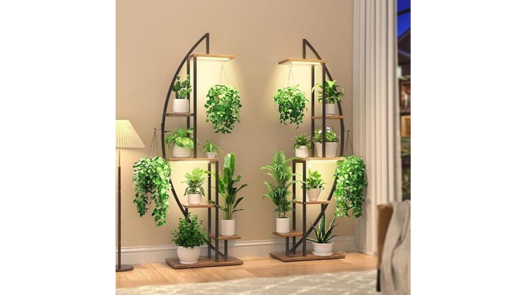 indoor plant shelf with lights