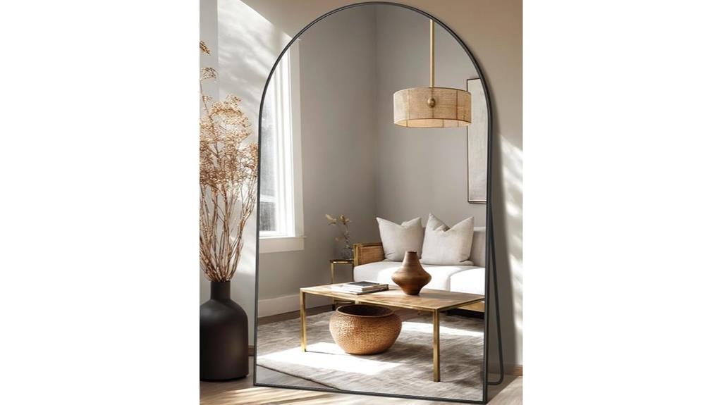 large arched floor mirror