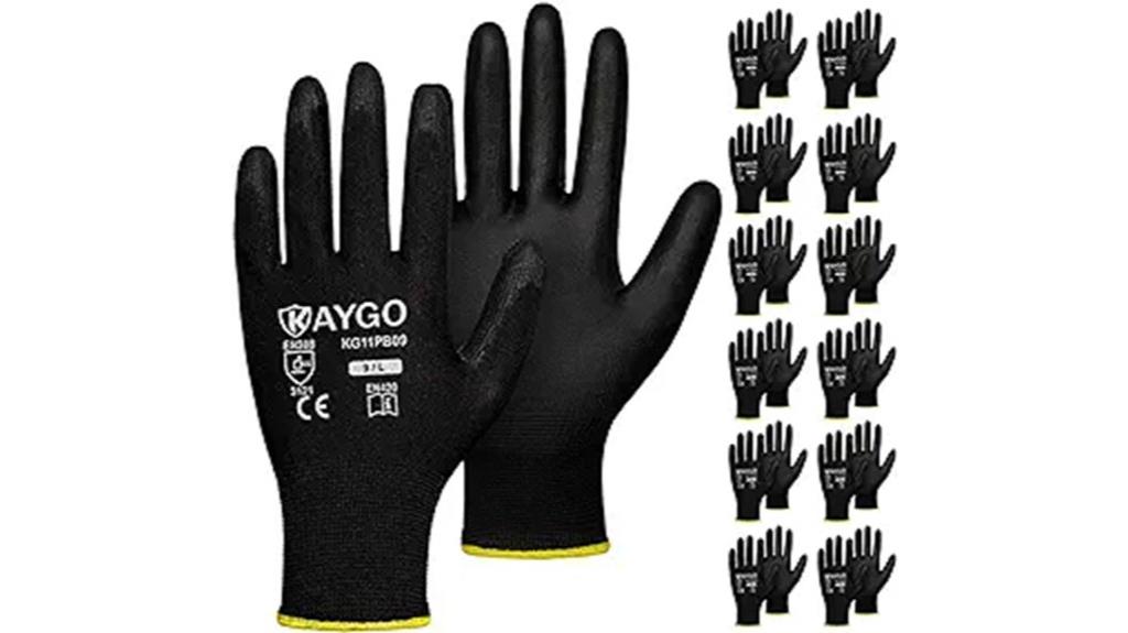large black coated gloves